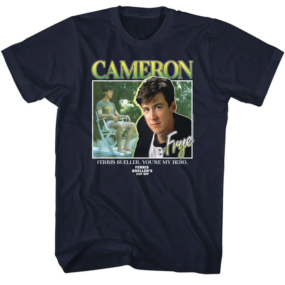 Unisex Adult T-shirt Rockinstone Ferris Bueller's Day Off Cameron Frye Navy Sizexl