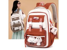 Mochila 2025 Grande Capacidade Mochila De Estudante De Quatro Peças Cáqui Pingente De Fita, 30*14*47
