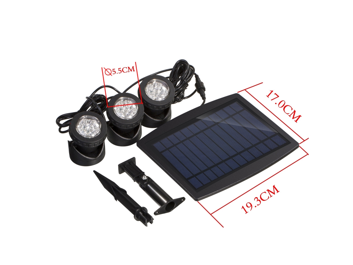 Rebe-lâmpadas Submersíveis Solares 3 Unidades 18 Leds Super Brilhantes Para Jardim Piscina Pátio Iluminação Exterior Azul