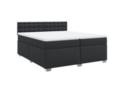Cama com Molas Couro Artificial Preto MAISON EXCLUSIVE 200x200 cm