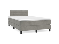 Cama Boxspring com Colchão Veludo Cinzento Claro MAISON EXCLUSIVE (120x200 cm)