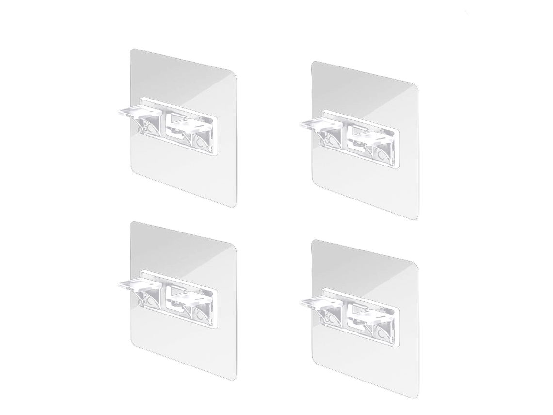 Suporte Autoadesivo Para Prateleira, 4 Unidades, Transparente