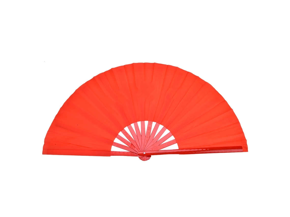Leque Para Treino E Apresentação De Tai Chi, Feito De Seda E Bambu (com Debrum Vermelho).
