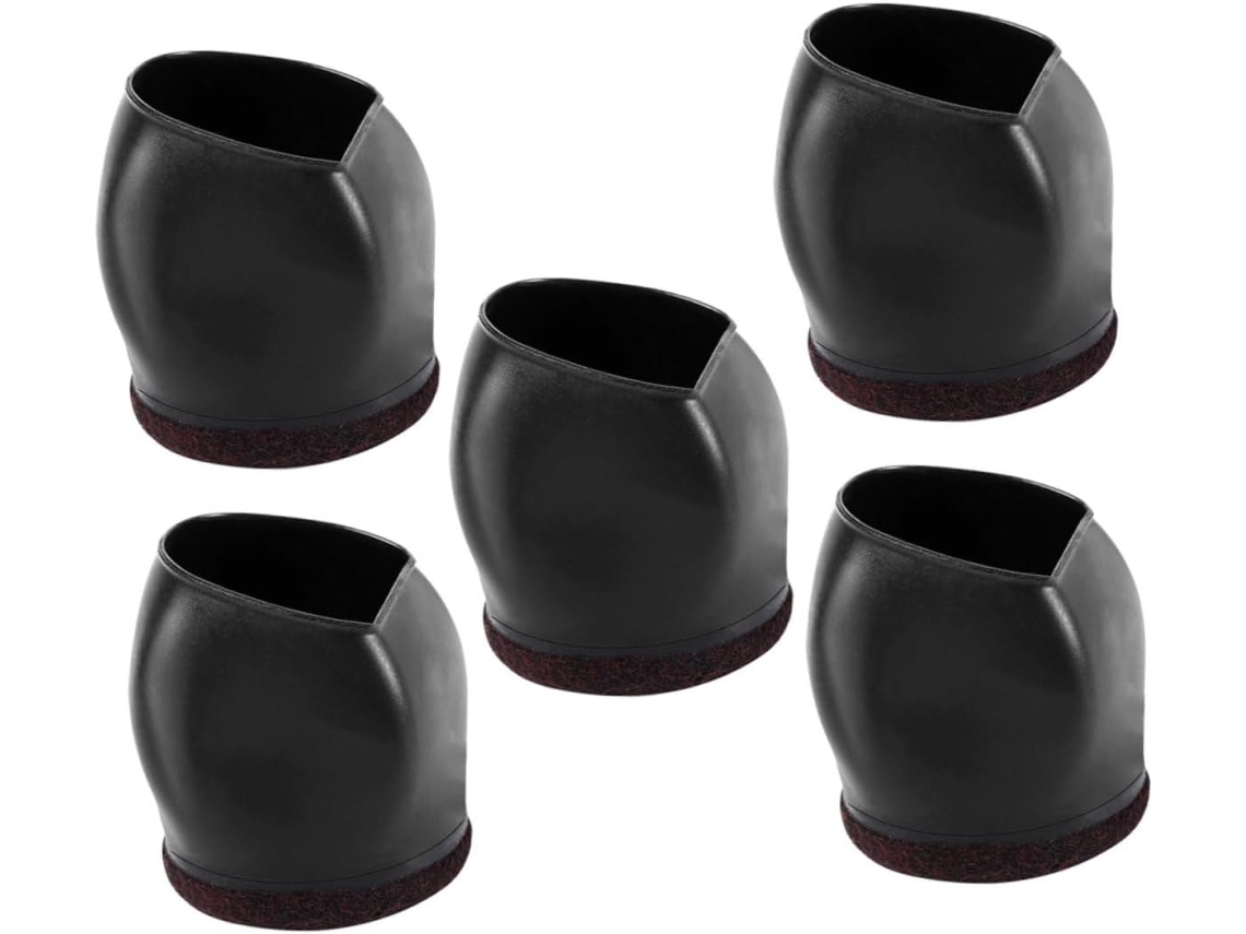 Protetores De Pés Para Móveis Com Design Espesso Em Tpe Preto, 5 Peças, Para Banquetas De Escritório, Mesas E Pisos