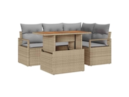 Maison Exclusive - Conjunto De Jantar Para Jardim Com Almofada 5 Pcs Bege E Cinza