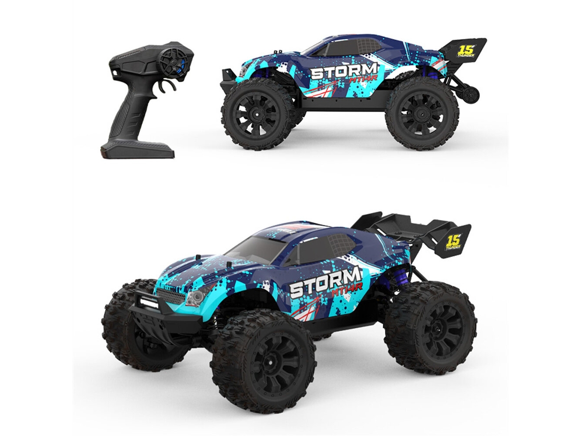Azul Escuro Três Bateriasjiusi Mt14r Rtr 1/14 2.4g 4wd 80km/h Brushless 3s Off road Chassi Metal Diferencial Cvd Amortecedores Óleo Brinquedo MDUG