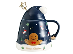 Laxiscreed Taça De Natal Com Tampa E Pau De Mistura Santa Claus – Caneca De Cerâmica Grande Capacidade
