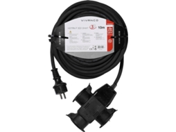 Extensão Exterior 6T VIVANCO 1T Ip44 M-3Xf 10M (Preto)