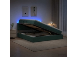 Vidaxl Cama De Armazenamento Led Com Colchão Verde-escuro 140 X 200 Cm