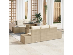 Vidaxl Conjunto De Sofás 6 Unid. Bege E Creme Vime Pe