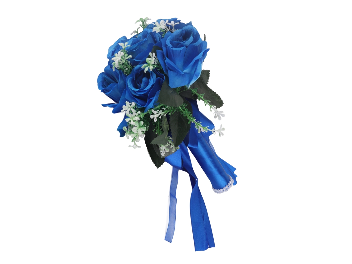 Buquê De Rosas Simulado (tecido De Seda Azul Royal) Eoocoo
