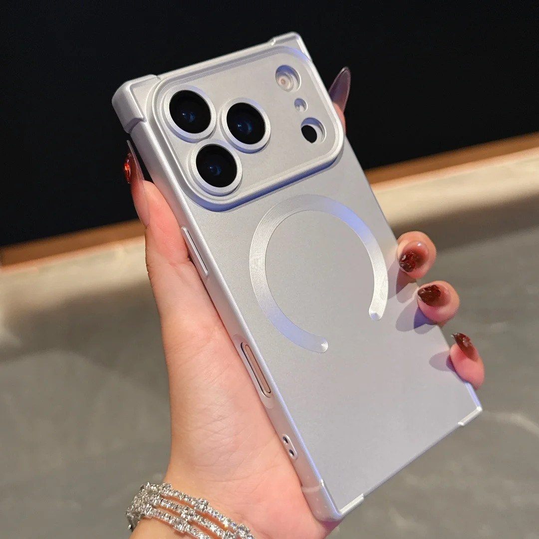 (prata 14) Capa De Celular Quadrada Com Bordas Retas E Carregamento Magnético Sem Fio, Feita De Silicone.
