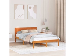 Vidaxl Estrutura Da Cama Castanho 140 X 190 Cm Madeira De Pinho Maciça