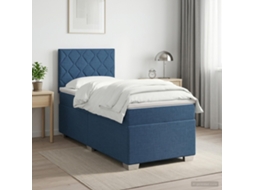 Vidaxl Cama Box Spring Com Colchão Azul 90 X 190 Cm Tecido