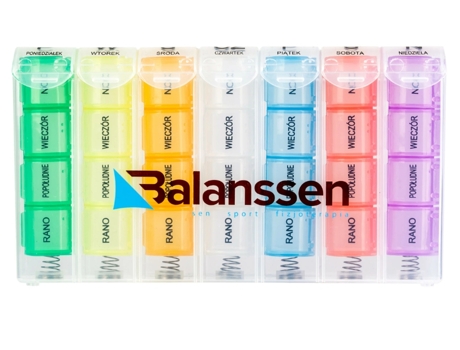 Organizador semanal de medicamentos Balanssen, 4 compartimentos diários, 1 peça Bifarm
