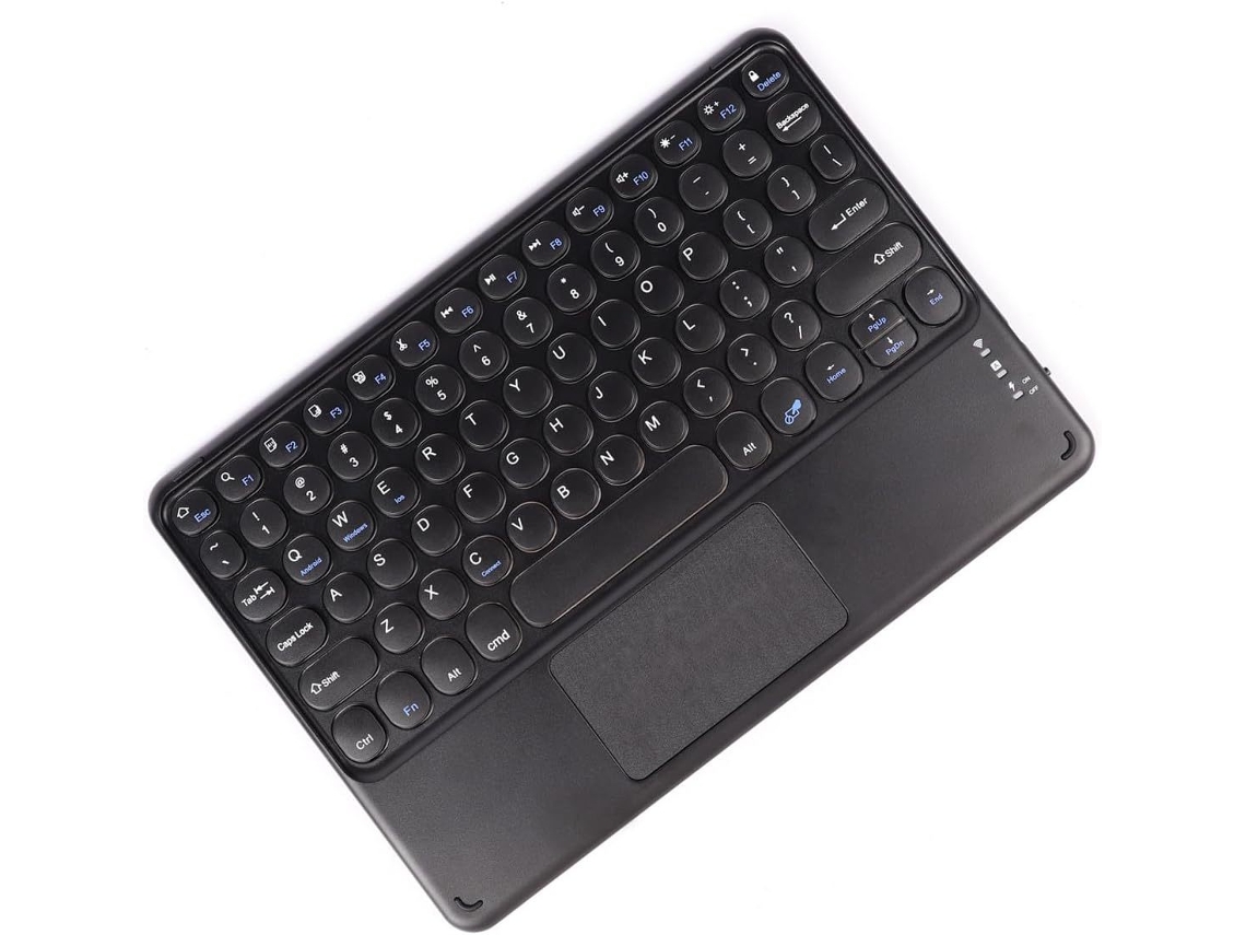 Teclado HEXINYIGJLY Bluetooth para Ipad 10" Silencioso, Teclas Redondas, Touchpad Integrado, Desmontável Preto