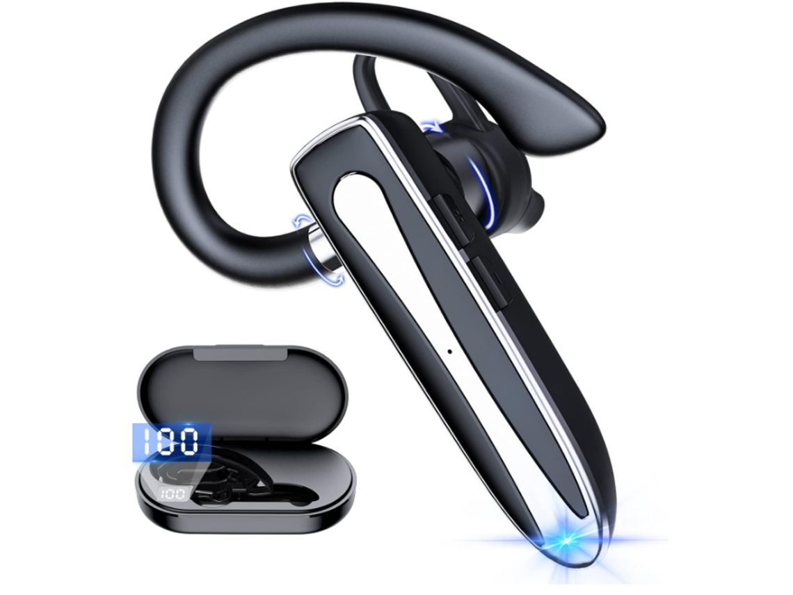 Auscultadores Bluetooth 5.3 JIAPEI 2024, microfone, ganchos, led duplo, 40h, preto