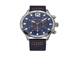 Relógio masculino analógico de quartzo em liga metálica com mostrador redondo, modelo Mini Focus (azul e branco)