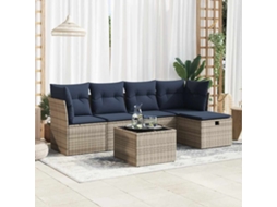 Vidaxl 6 Pcs Conjunto Sofás de Jardim com Almofadões Vime Cinzento