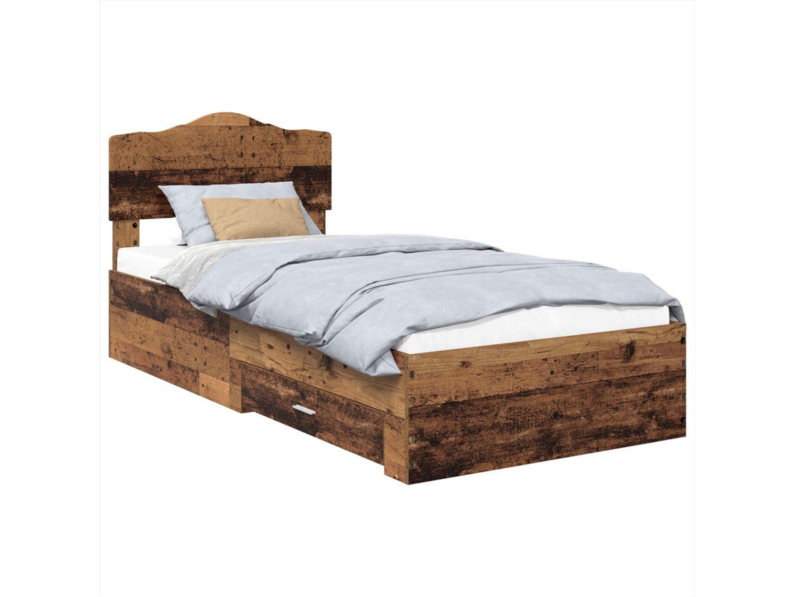 Estrutura da Cama em Madeira Antiga 90x190 cm em Madeira Processada MAISON EXCLUSIVE