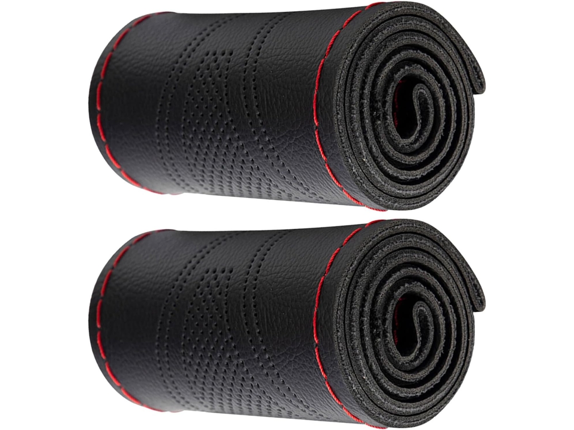 Capa Para Volante De Carro Em Couro De Microfibra Preto Antiderrapante Com Costura Manual.