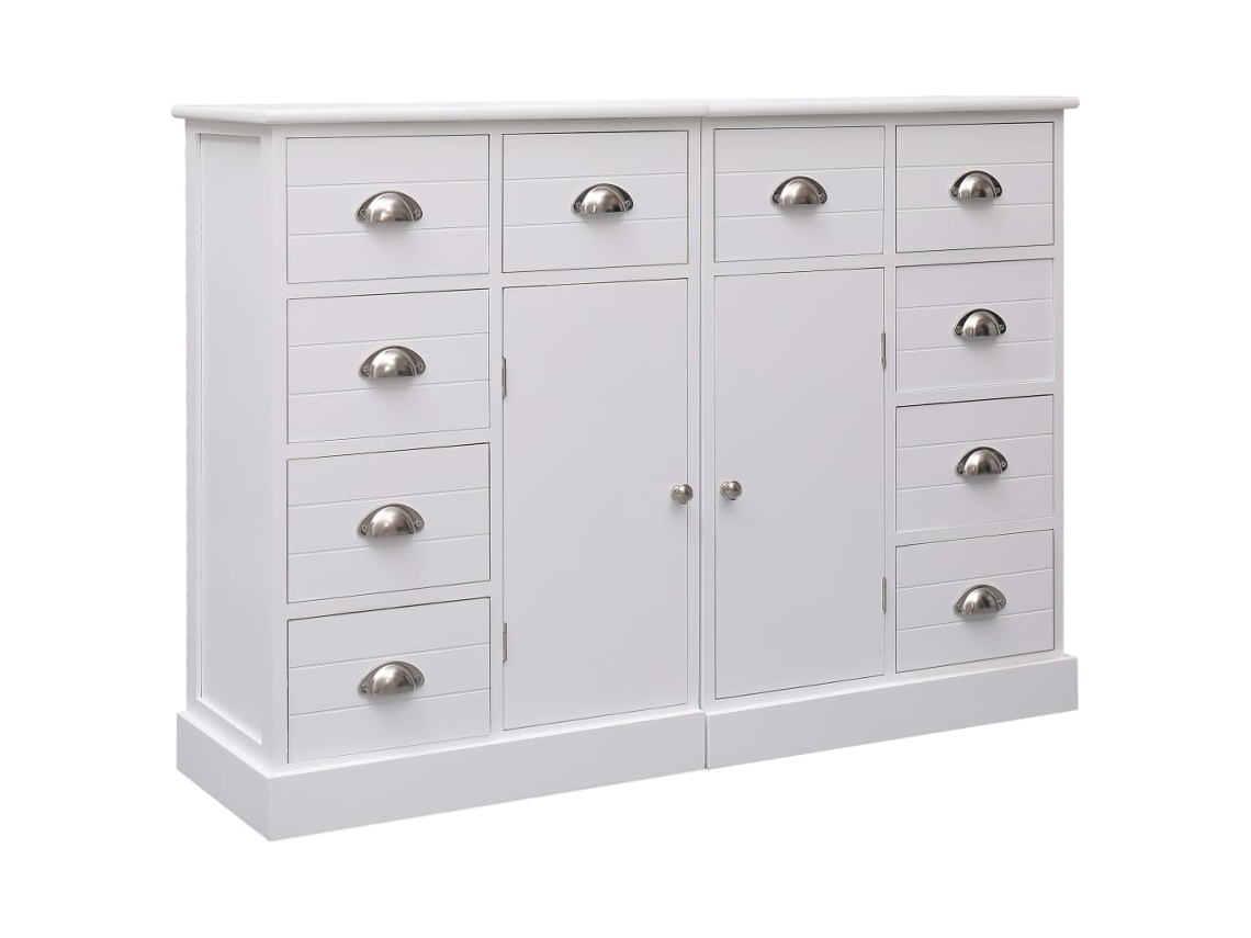 Aparador con 10 Cajones 113x30x79 cm Madera Blanca