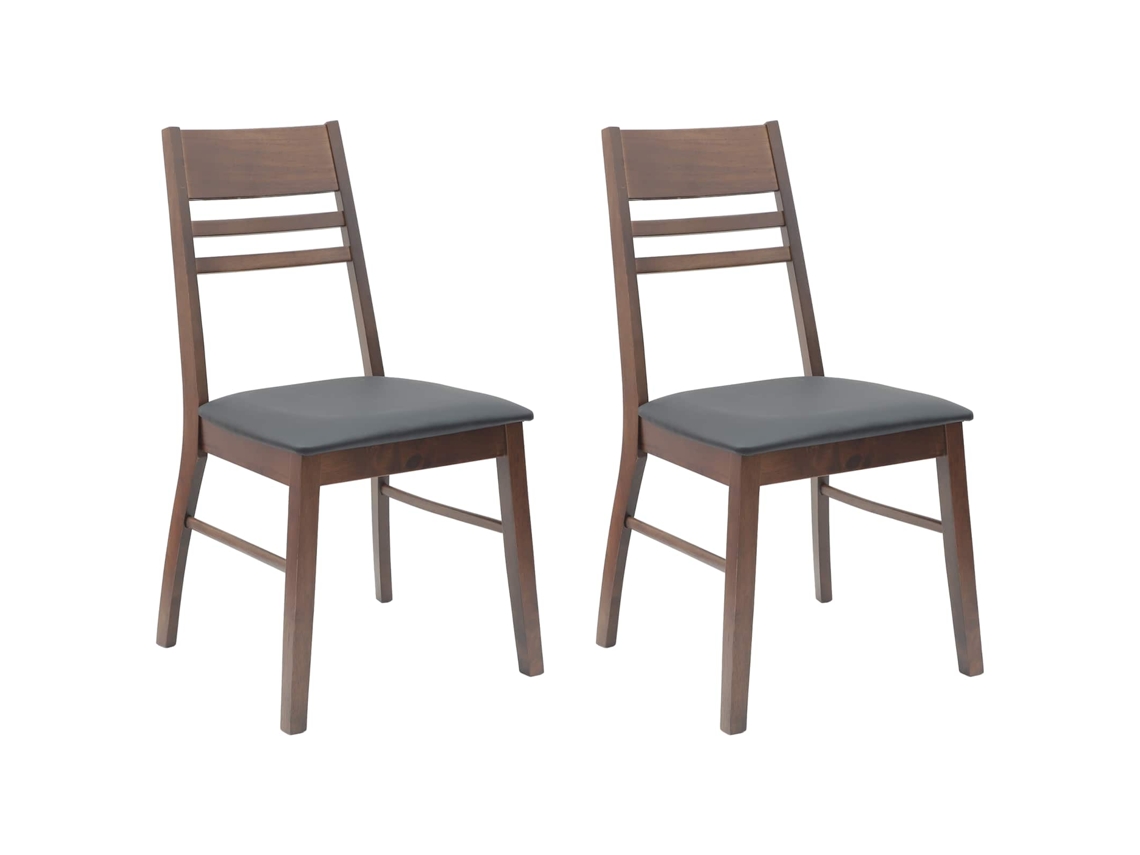 Conjunto 2 Cadeira De Jantar Vidaxl Castanho Madeira De Seringueira Maciça (43 X 54 X 89 Cm)