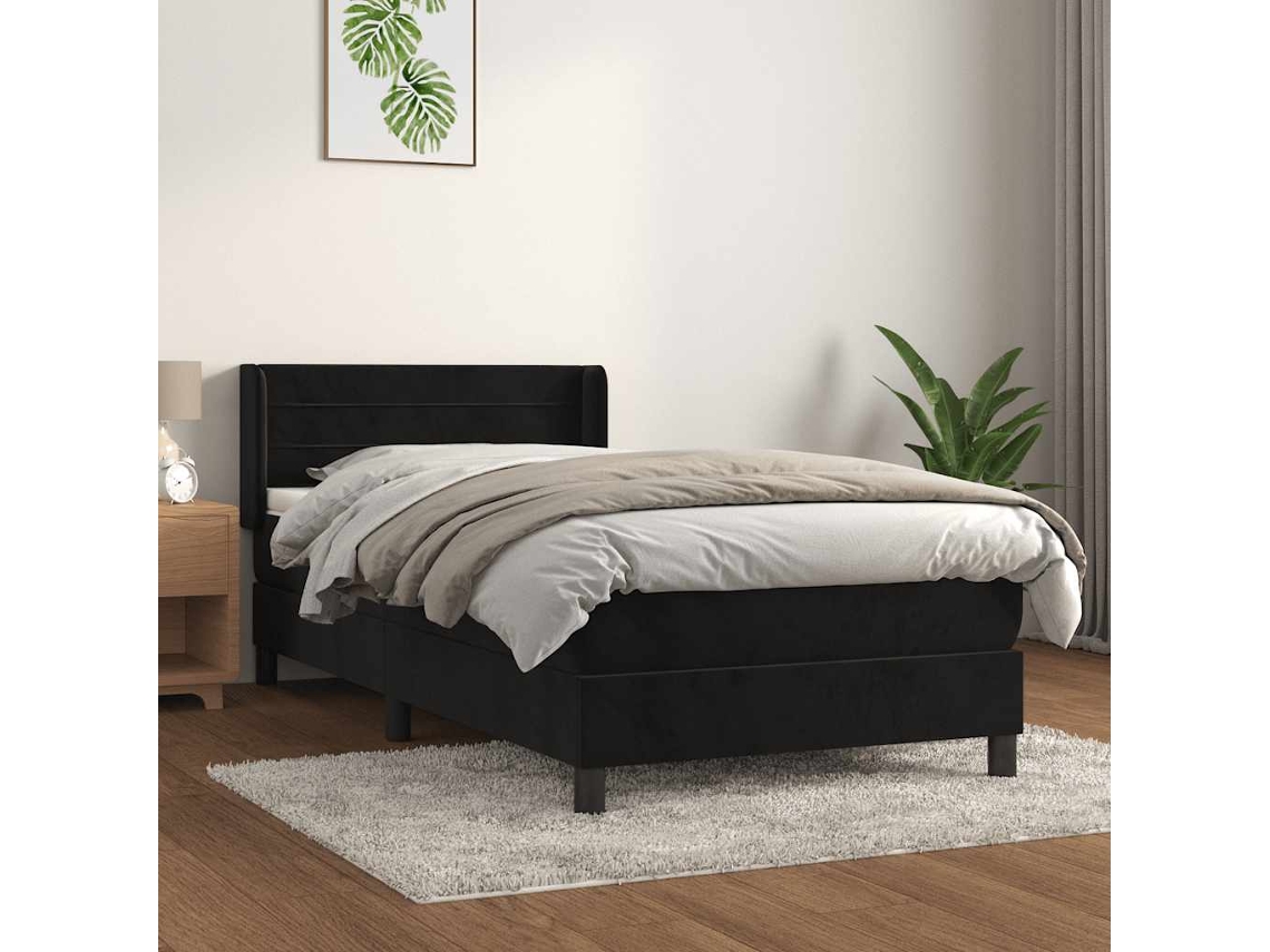 Vidaxl Cama com Molas/colchão 90x190 Cm Veludo Preto