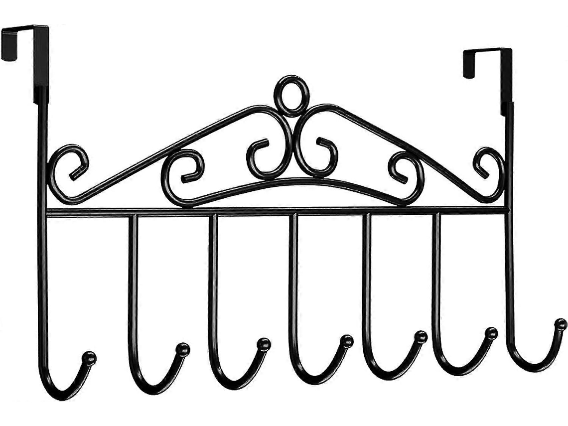 Lurelia Cabideiro De Porta, 7 Ganchos, Para Toalhas E Roupas, 4,5 Cm, Preto