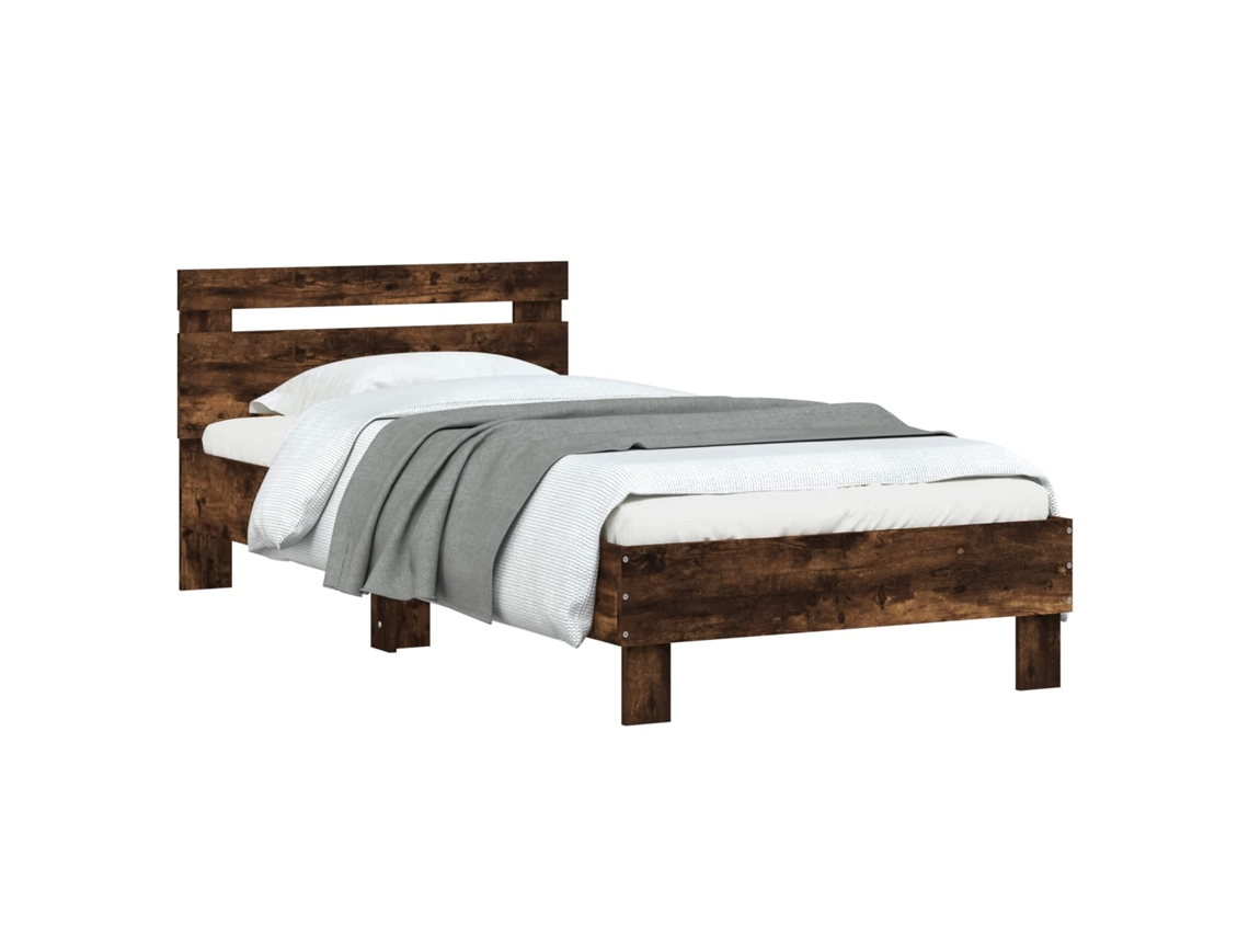 Estrutura de Cama com Cabeceira Carvalho Fumado MAISON EXCLUSIVE (80x200 cm)