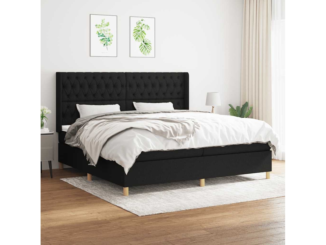 Vidaxl Cama Com Molas/colchão 200x200 Cm Tecido Preto