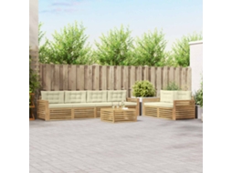 Vidaxl Conjunto De Sofás Para Exterior 7 Unid. Branco E Creme