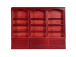 Ats acessórios para Casa de Boneca Estante Mini Livros Móvel Estante Brinquedo Miniatsura Vermelho Marrom