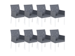 Conjunto De 8 Cadeiras Beliani Bacoli De Tecido Cinzento Escuro 52x62x91