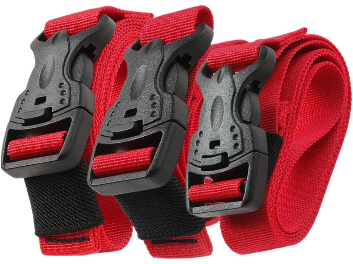 Conjunto De 3 Cintas Fixação Em Nylon Com Fivela Bagagem E Camping Duráveis Práticas Apertar Prender Cargas