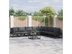 Vidaxl Conjunto de Sofá de Jardim com Almofada 9 Pcs Preto Alumínio