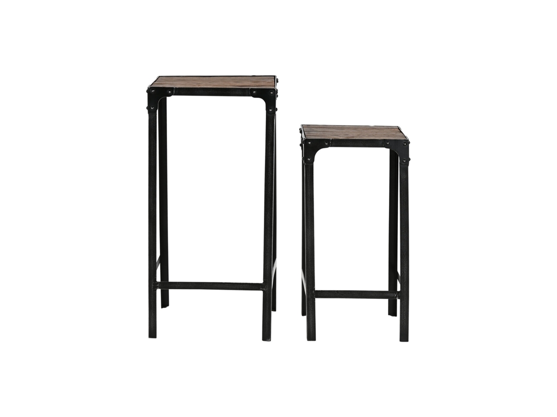Conjunto de 2 Mesas Laterais de Ferro Reciclado, 38x38x75cm ALEXANDRA HOUSE LIVING