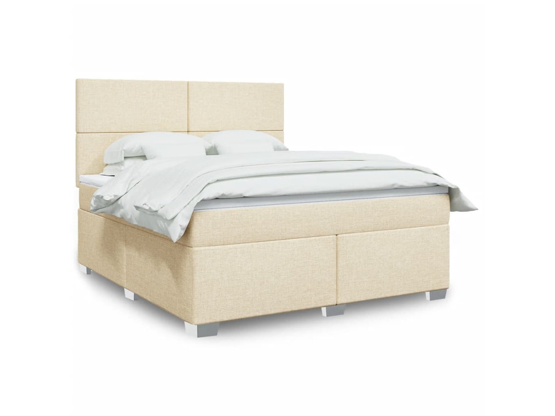 Vidaxl Cama Com Molas/colchão 180x200 Cm Tecido Cor Creme