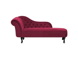 Chaise Longue À Esquerda BELIANI Nimes de Veludo Bordeaux 169x65x79