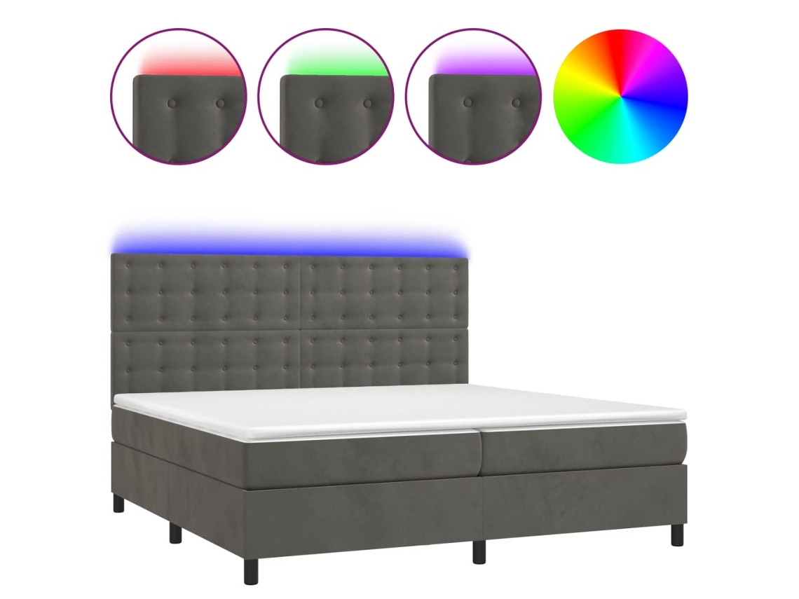 Box Spring Bed, Box Spring Beds Vidaxl Cinzeto Veludo (200 X 200 Cm)