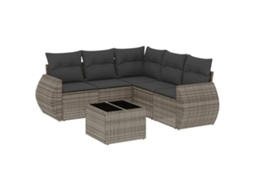 Conjunto de 6 Sofás de Jardim com Almofadões Vime Cinzento MAISON EXCLUSIVE (80x200 cm)