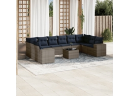 Vidaxl Conjunto De Sofá De Jardim Com 11 Peças E Almofadas Em Rattan Sintético Cinza