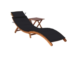 Vidaxl Espreguiçadeira De Jardim Com Mesa E Almofadão Acácia Maciça