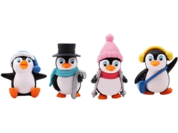 1 Conjunto / 4 Peças Decoração em Forma de Pinguim de Inverno Mini Estatueta Decoração de Natal para Casa Artesanato Resina Enfeites para Casa