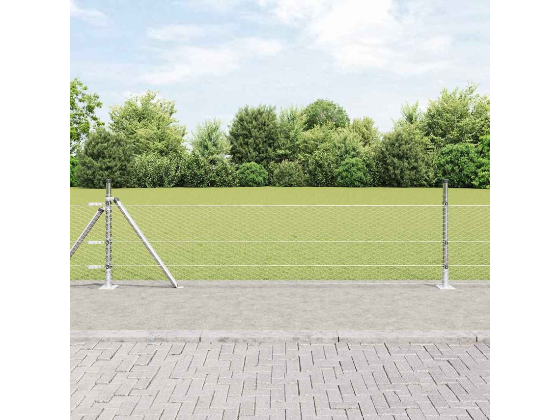 Vidaxl Cerca Hexagonal Com Base De Concreto 50 X 0,5 M Aço Galvanizado