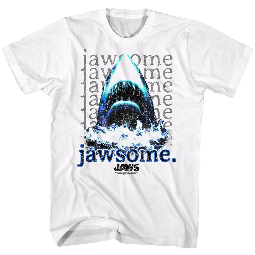 Rockinstone Jaws Movie Jawsome Repeat White Adult T-shirt Size:l