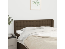 Vidaxl Cabeceira De Cama C/ Abas Tecido 147x16x78/88cm Castanho-escuro