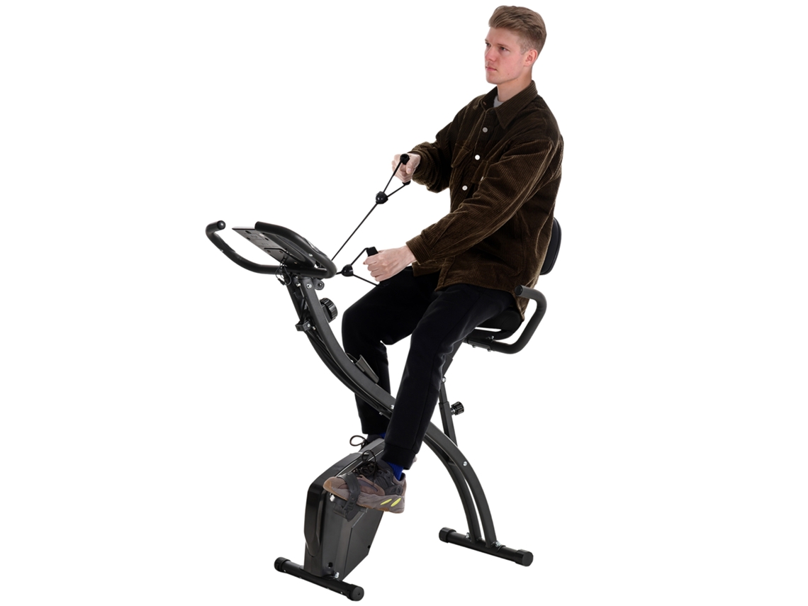 Bicicleta Ergométrica X bike 2em1, lcd, 8 Níveis, Frequência Cardíaca, Cordas de Tensão, Aço, Preta, 105x48x118cm | S/MARCA