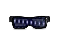 Óculos de LED para festas, com controle por aplicativo, Bluetooth, idiomas personalizáveis, carregamento USB, luzes brilhantes e design em formato de S.