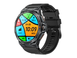 (Preto) Smartwatch com tela AMOLED redonda de 1,43 polegadas e suporte para bate-papo via Bluetooth.